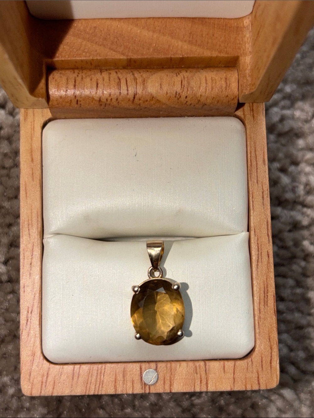 Gold-Tone Smoky Citrine Oval Pendant Necklace - Classic Women's Jewelry